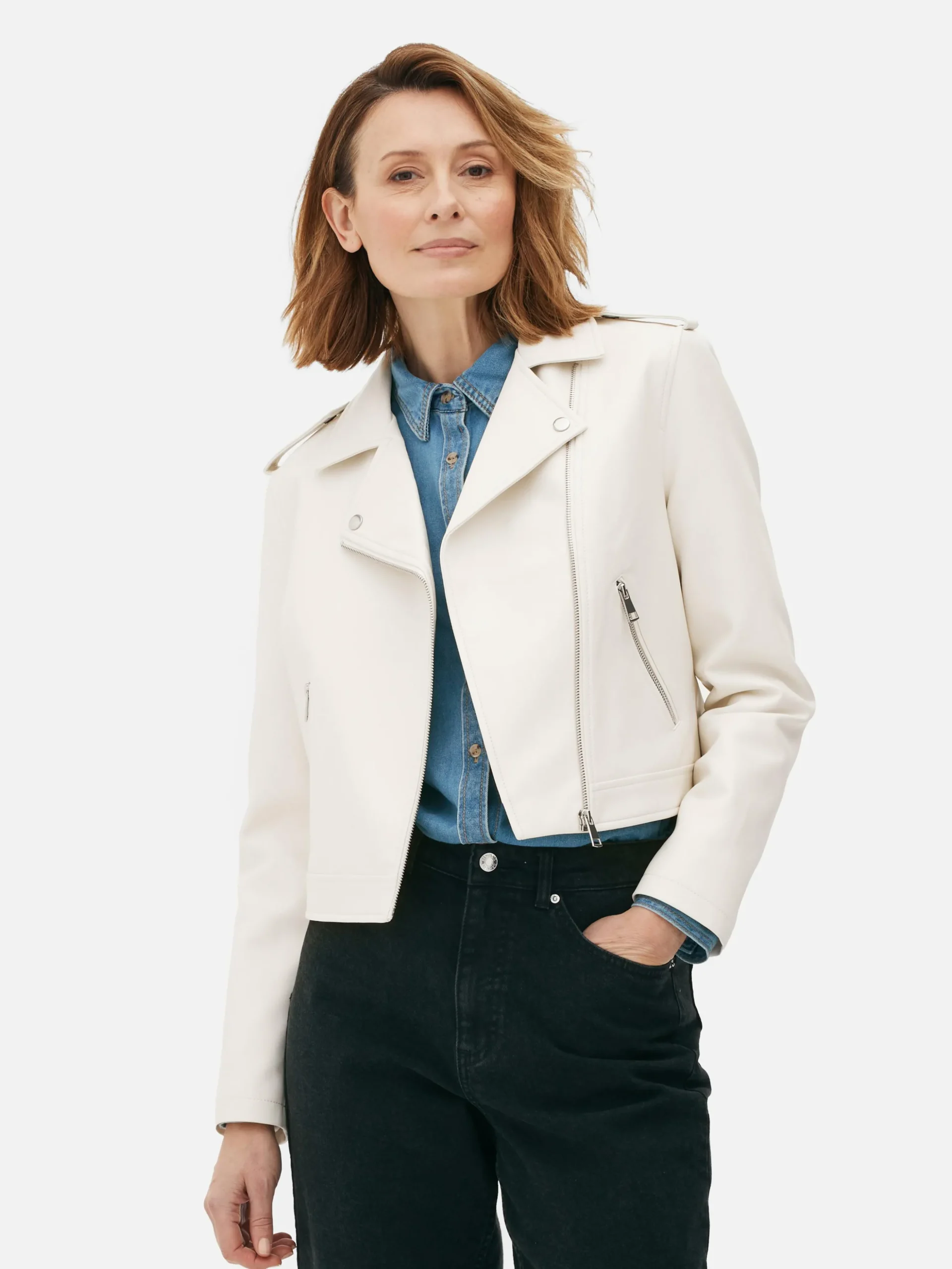 Chaqueta Motera Básica De Cuero Sintético