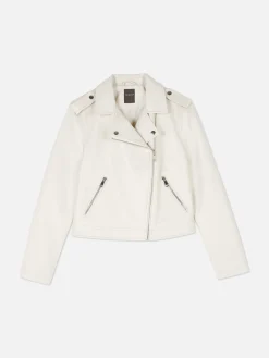 Chaqueta Motera Básica De Cuero Sintético