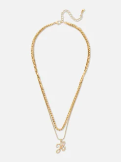 Collar Con Doble Cadena E Inicial