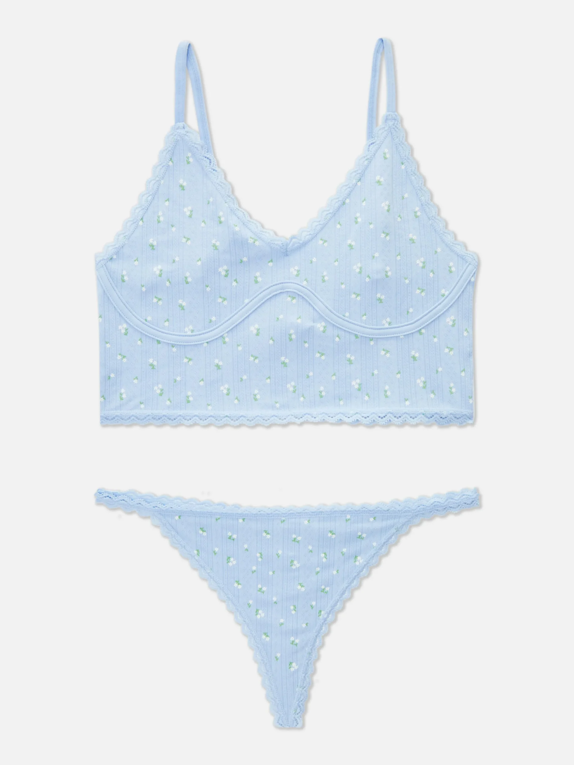 Conjunto De Lencería De Pointelle Sin Relleno