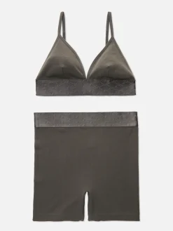 Conjunto De Pantalón Corto Y Bralette Sin Costuras