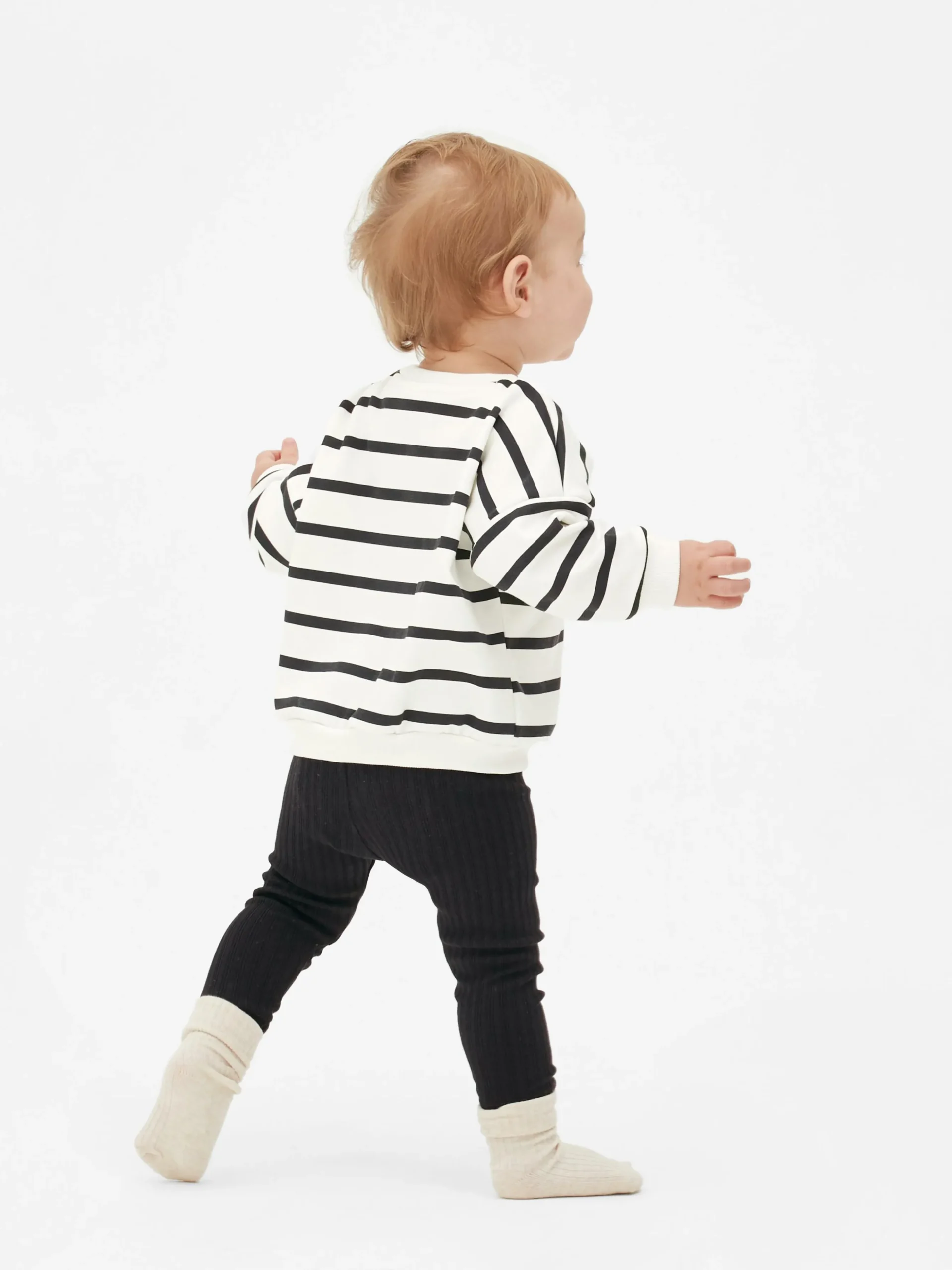 Conjunto De Sudadera A Rayas Y Leggings De Canalé