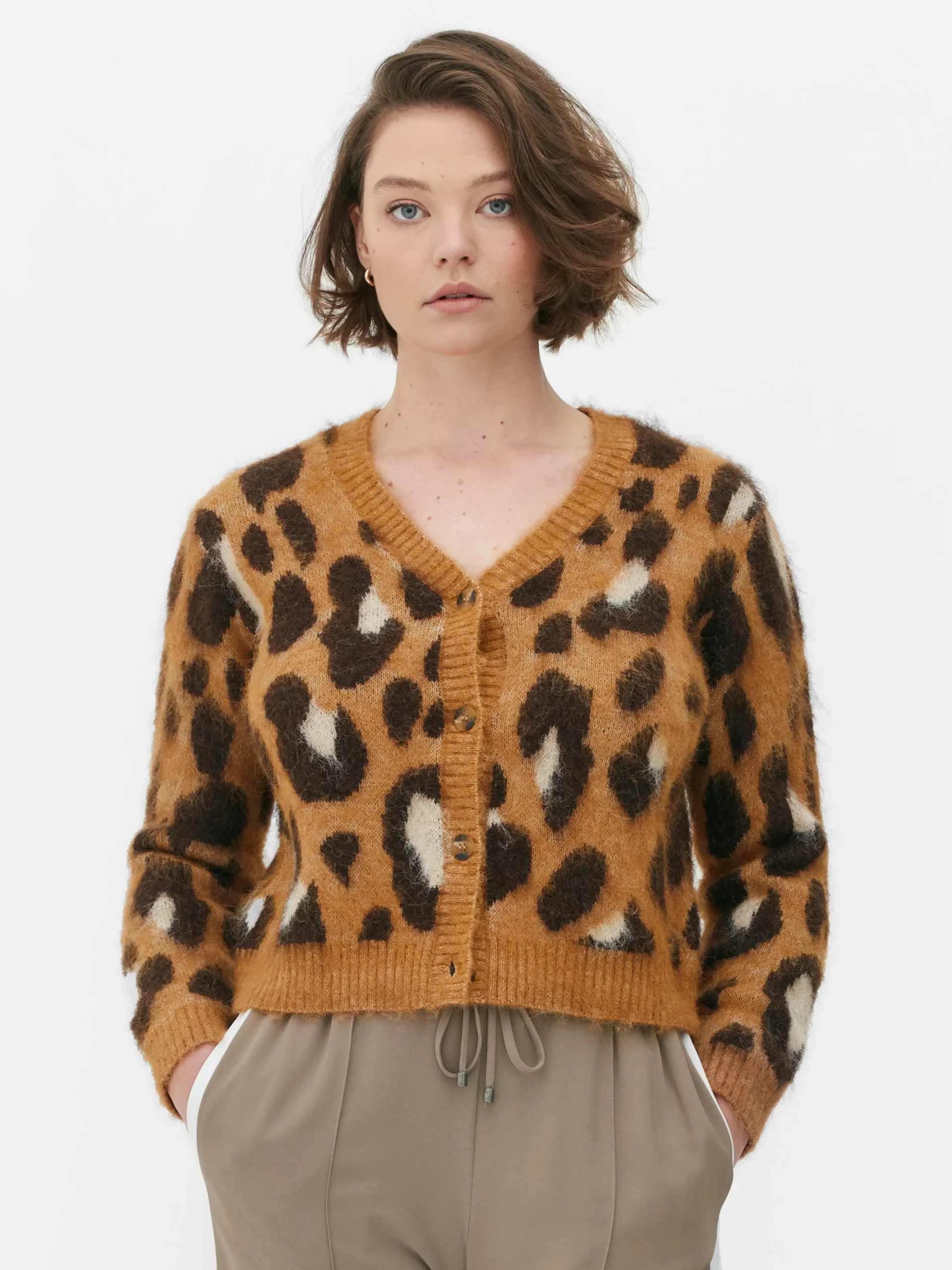 Cárdigan Corto Con Estampado De Leopardo