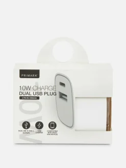 Enchufe De Doble Clavija Y Dos Entradas USB De 10 W
