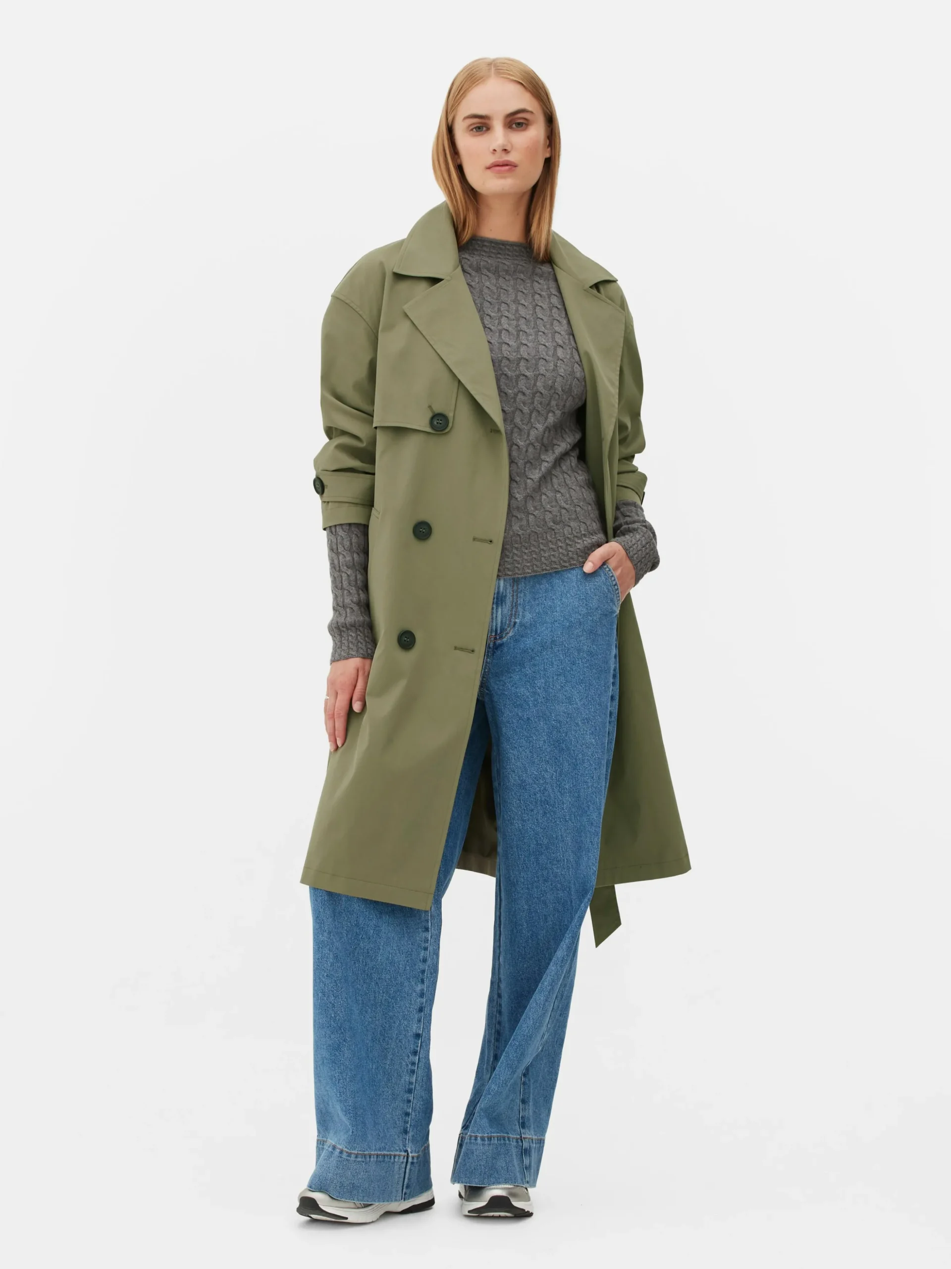 Gabardina De Doble Botonadura Con Cinturón