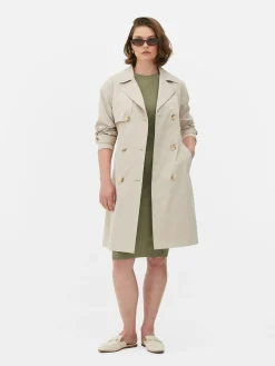 Gabardina De Doble Botonadura Con Cinturón