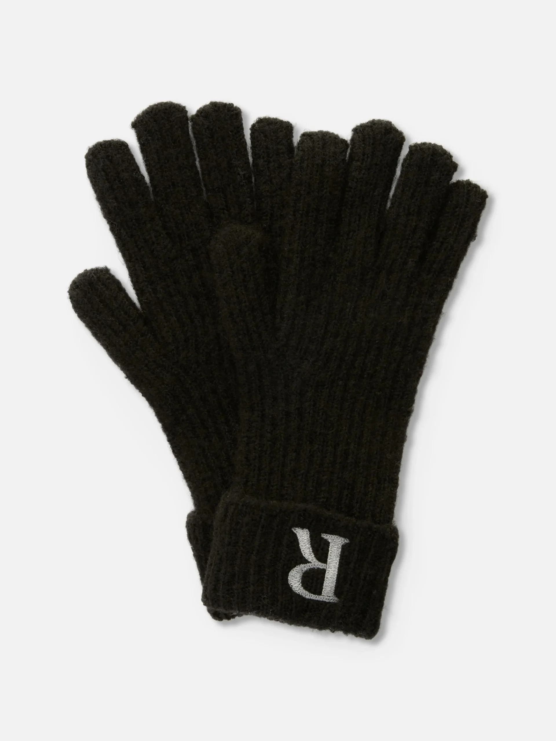 Guantes De Punto Acanalado Con Inicial Bordada