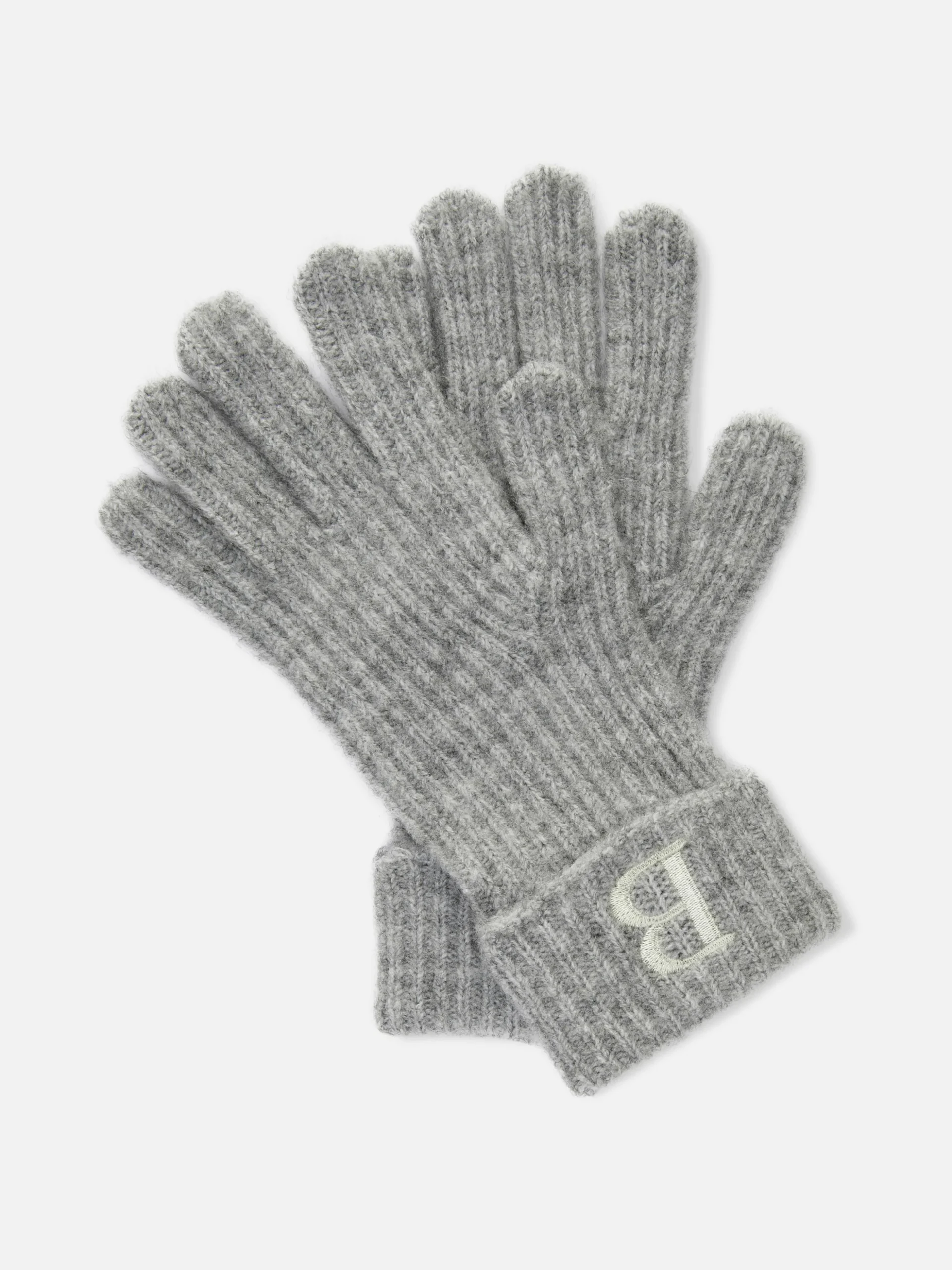 Guantes De Punto Acanalado Con Inicial Bordada