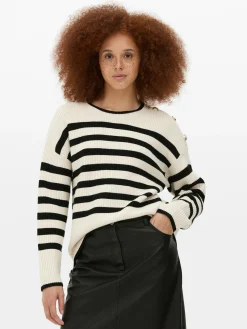 Jersey De Cuello Redondo Con Botones Decorativos
