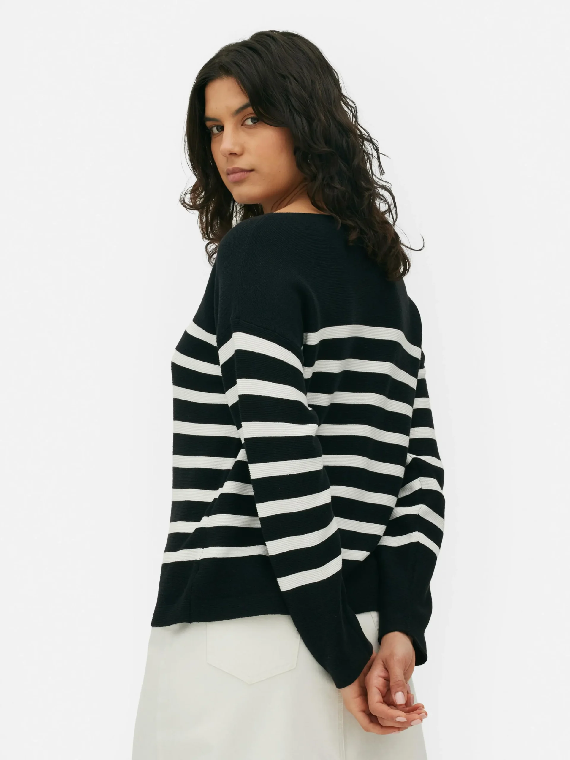 Jersey De Manga Larga Con Cuello Barco