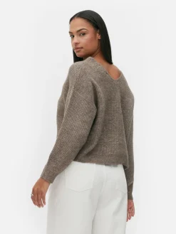 Jersey De Punto Con Cuello De Pico