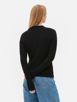 Jersey De Punto De Ochos De Cuello Alto