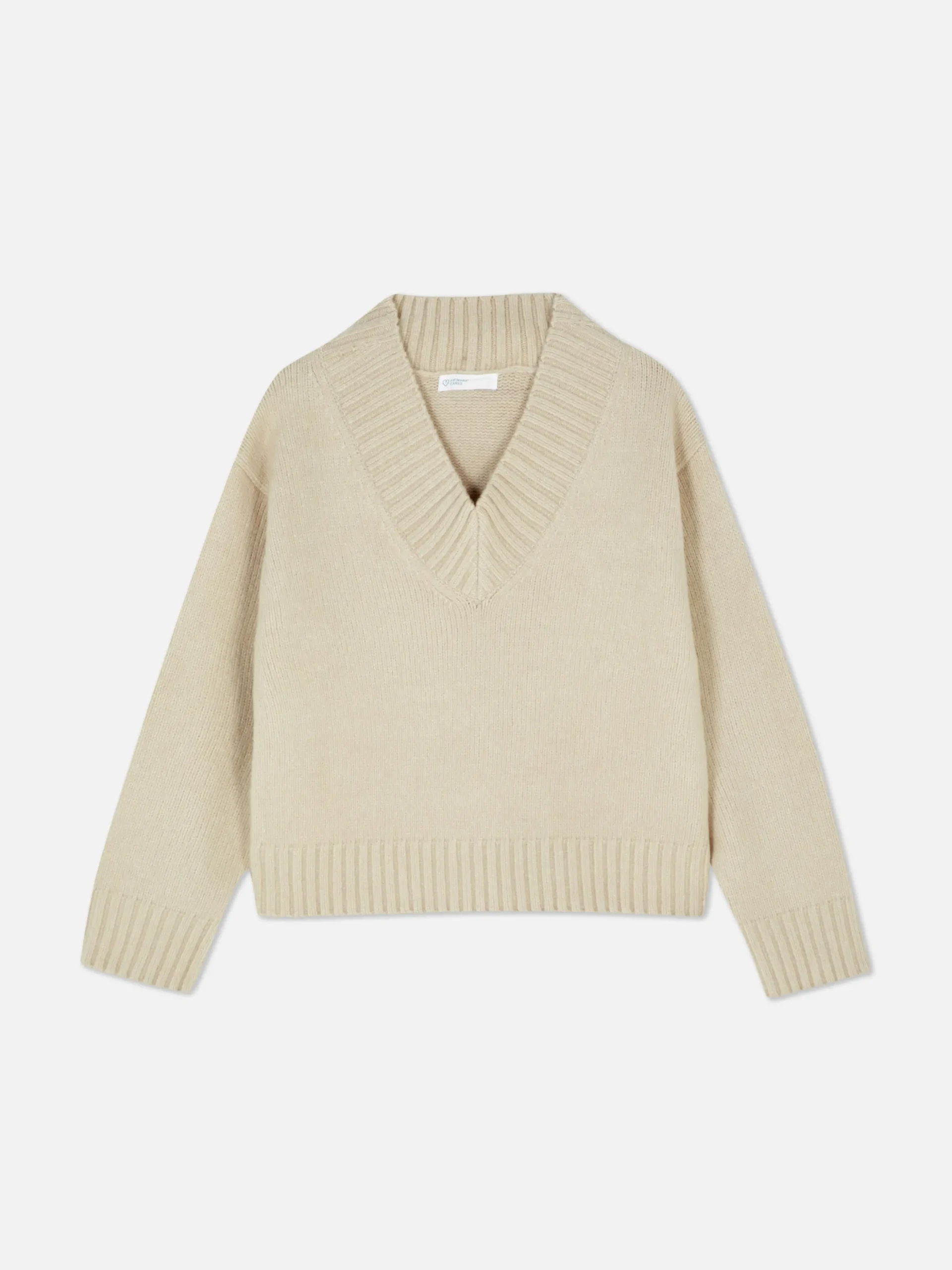 Jersey De Punto Grueso Con Cuello De Pico