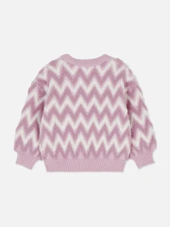 Jersey De Punto Mullido Con Estampado En Zigzag