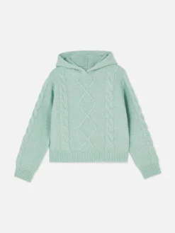 Jersey De Punto Trenzado Con Capucha