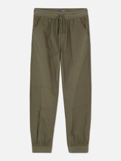 Joggers De Popelina Con Bajos Ajustados
