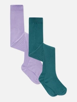 Juego De 2 Pares De Leotardos Acanalados