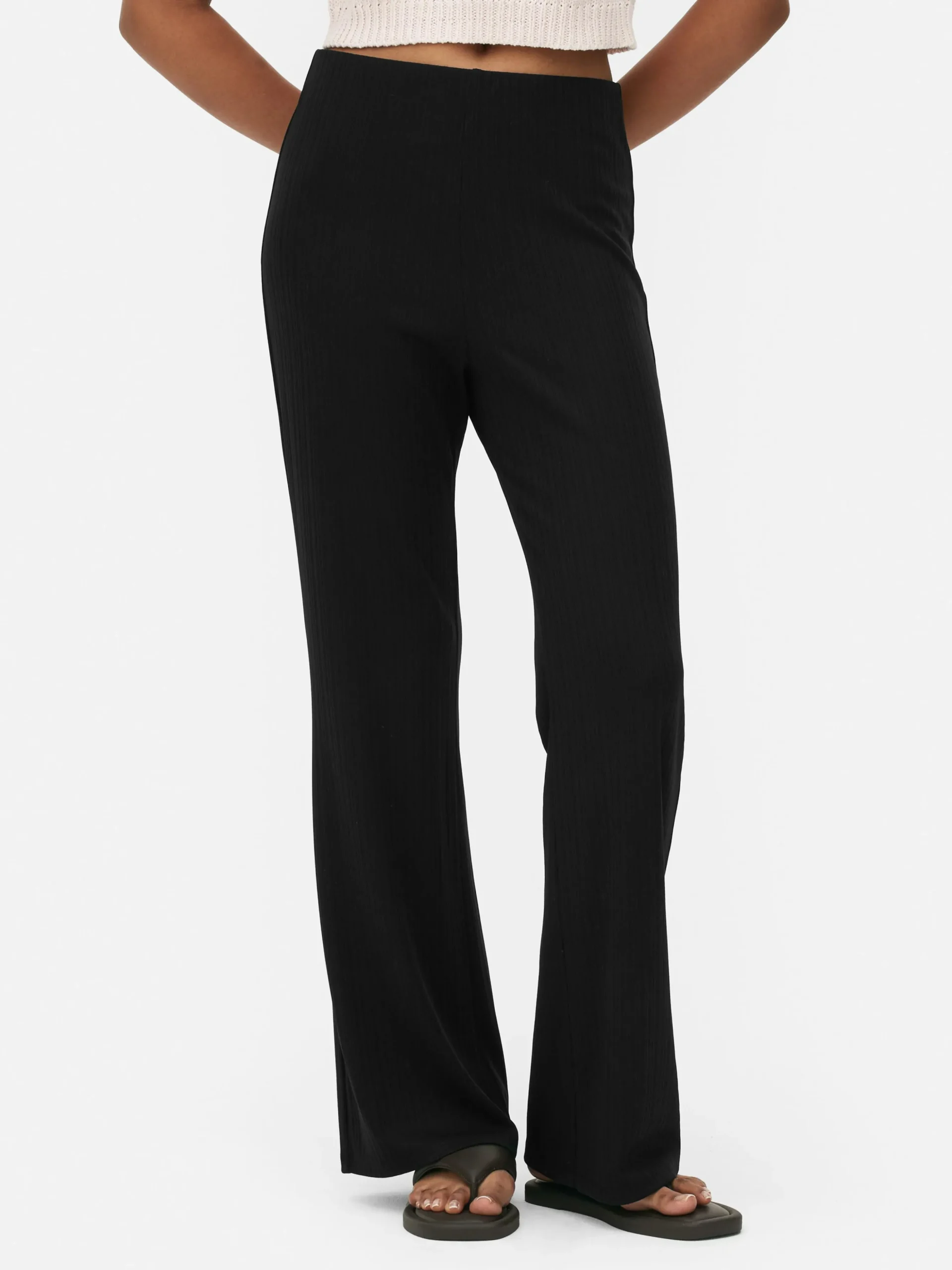 Leggings Acanalados De Pernera Recta A Juego