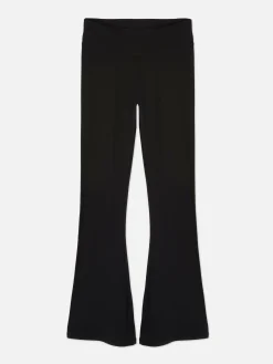 Leggings De Punto Acampanados De Talle Alto