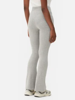 Leggings De Punto Acampanados De Talle Alto