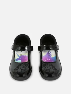Merceditas De Charol Con Unicornios De Purpurina