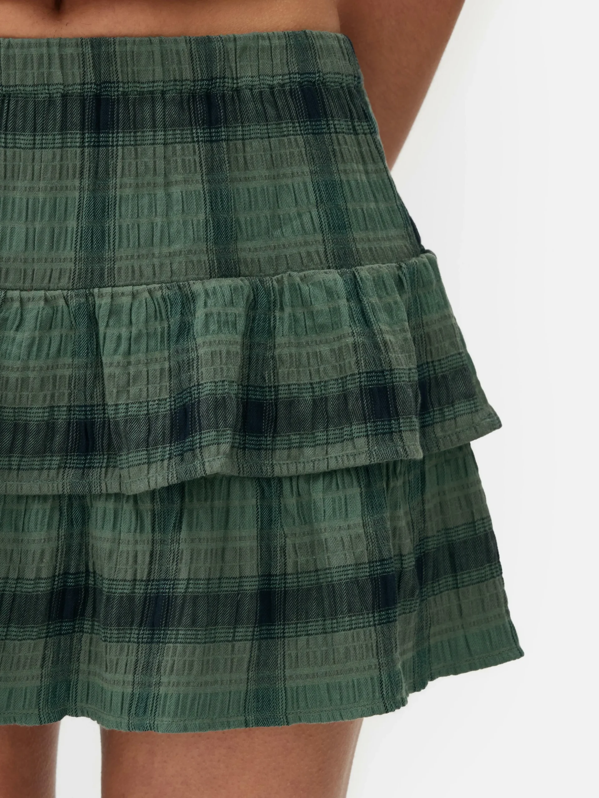 Minifalda A Capas Con Estampado A Cuadros