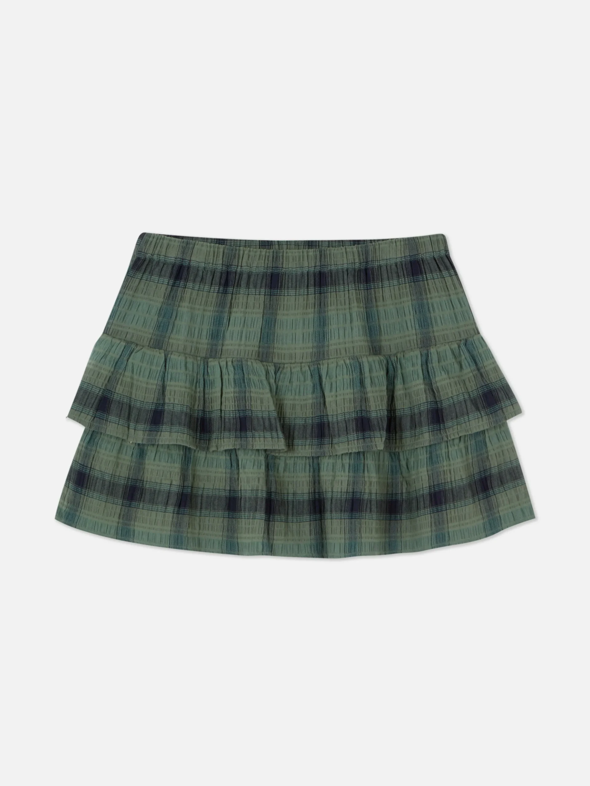 Minifalda A Capas Con Estampado A Cuadros