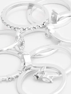 Pack De 8 Anillos Con Iniciales De Strass