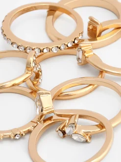 Pack De 8 Anillos Con Iniciales De Strass