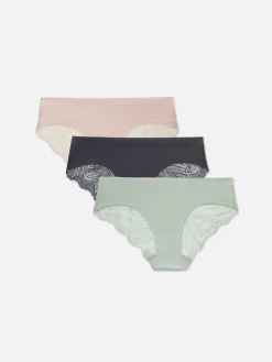 Pack De 3 Braguitas Brasileñas Con Encaje En La Parte Trasera