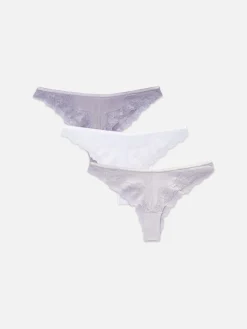 Pack De 3 Braguitas Brasileñas Con Panel De Encaje