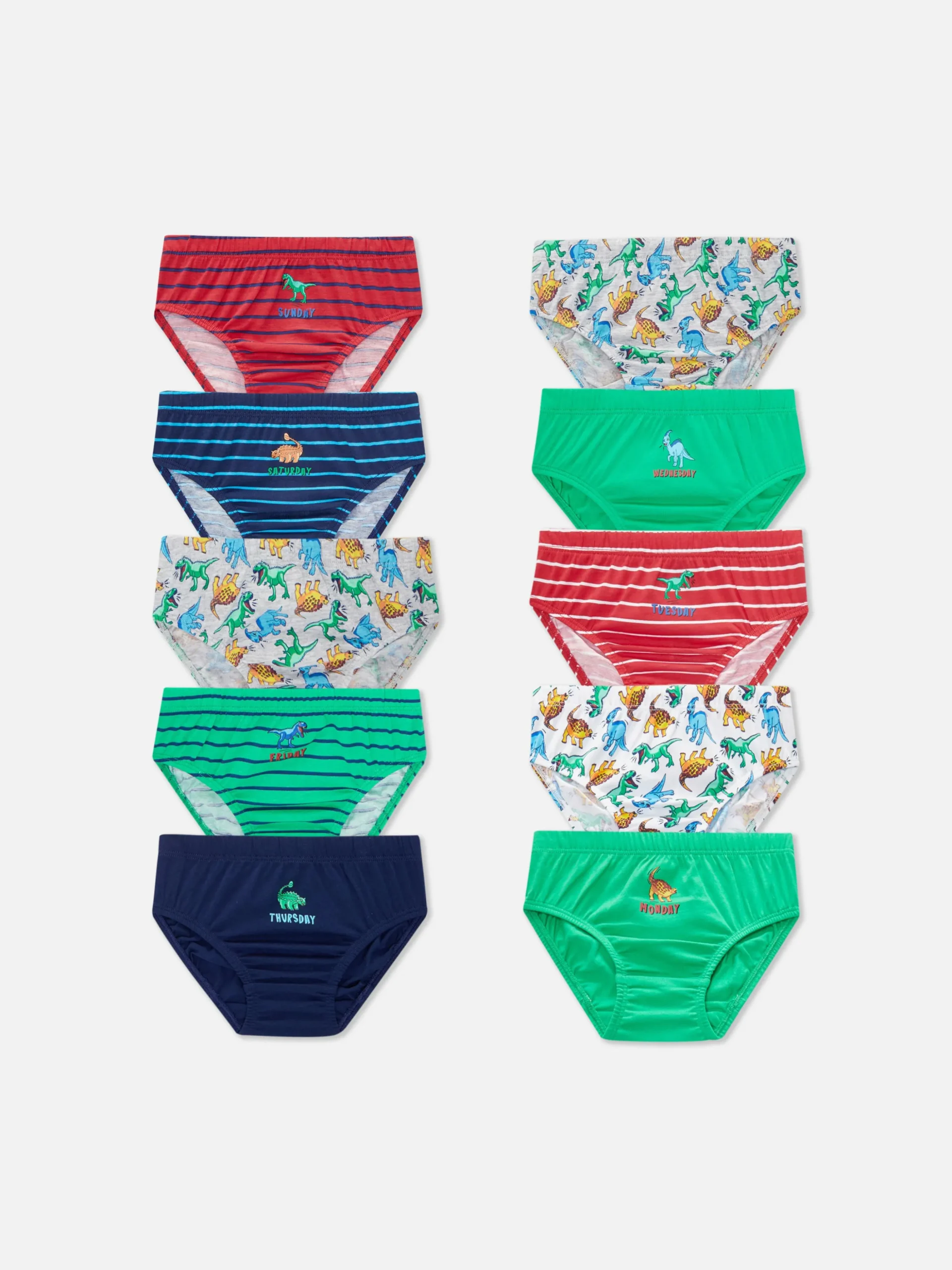 Pack De 10 Braguitas Con Estampado De Dinosaurios