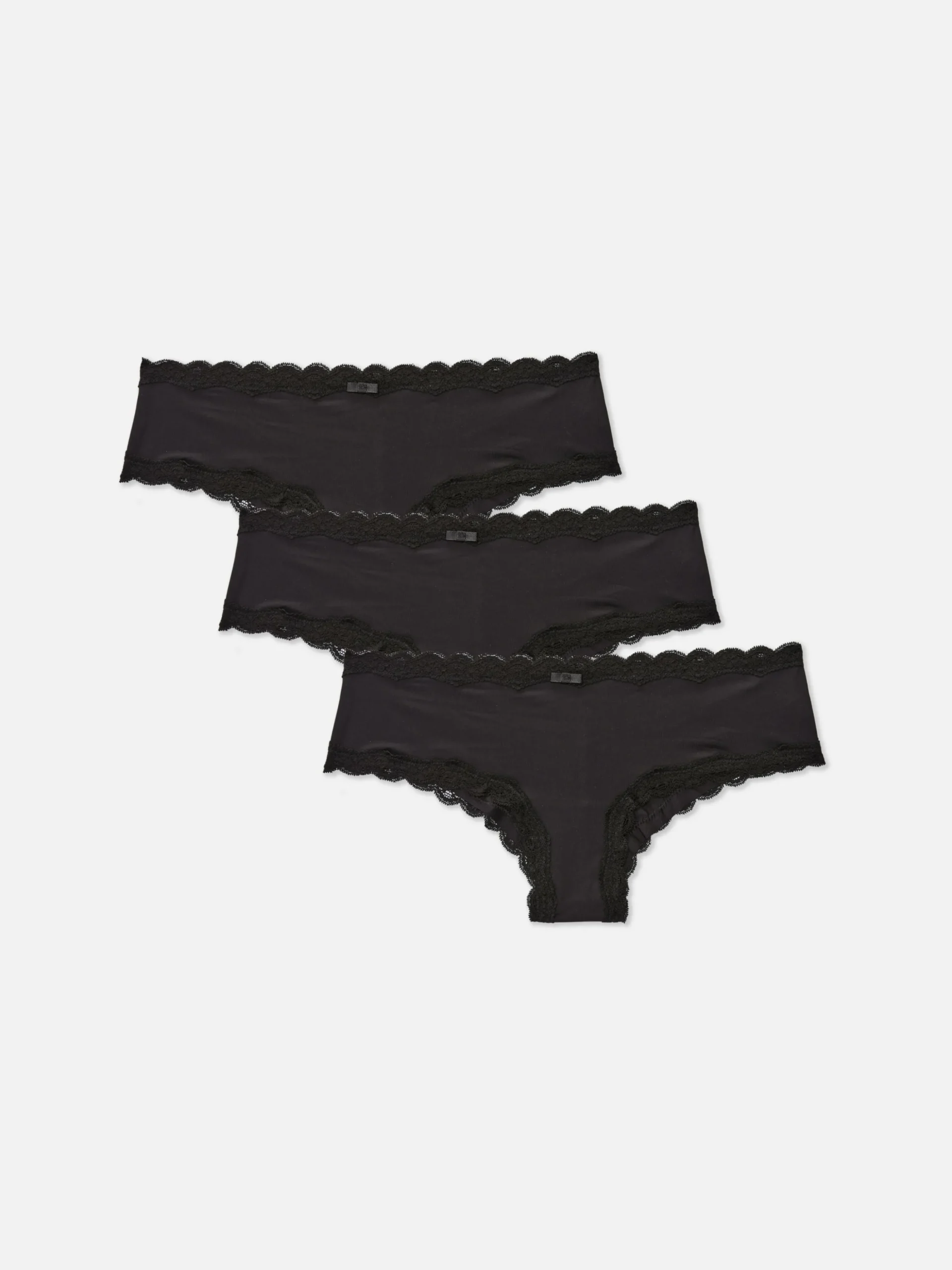 Pack De 3 Braguitas Hípster Con Ribete De Encaje