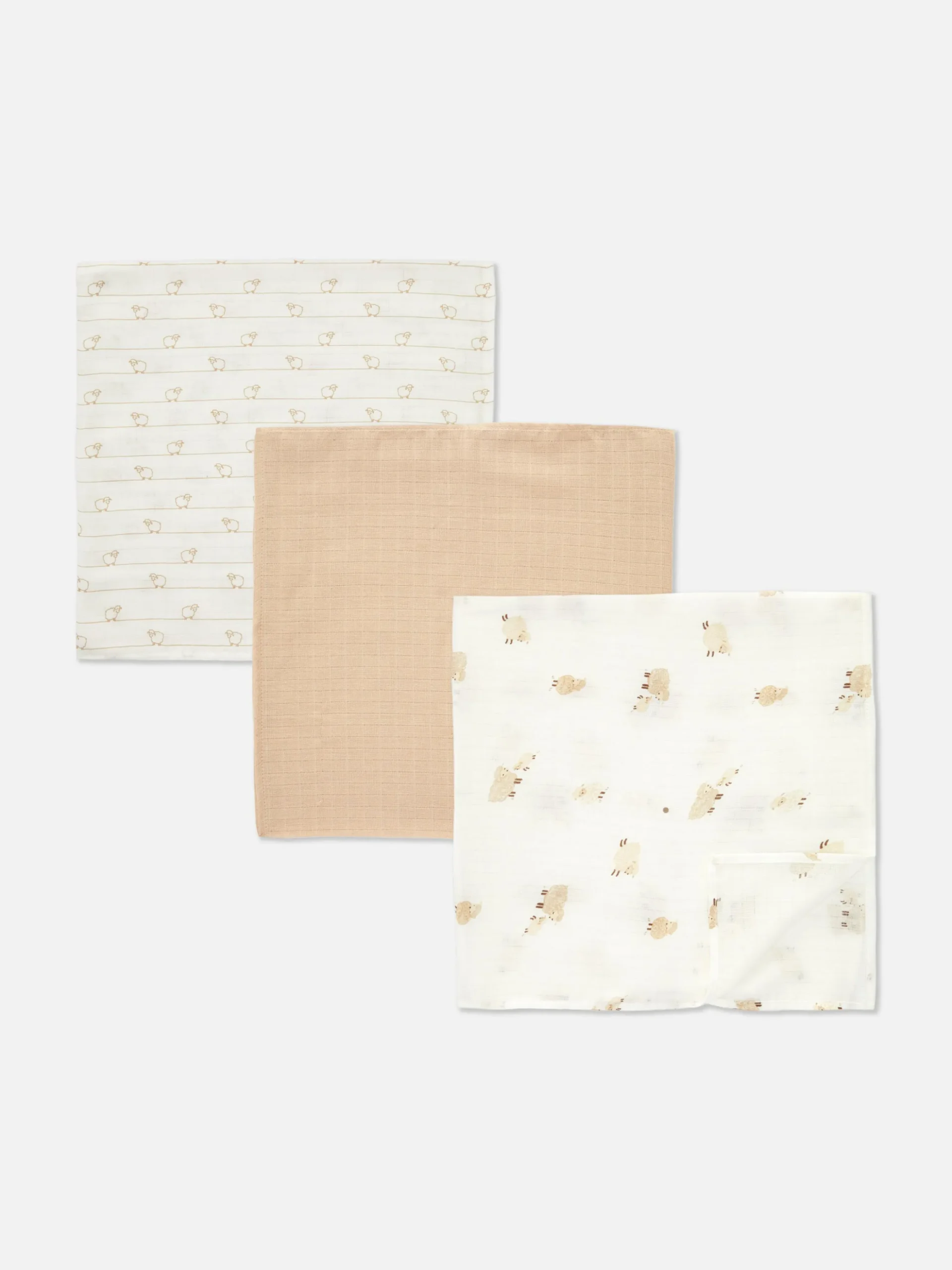 Pack De 3 Paños De Muselina Con Ovejitas