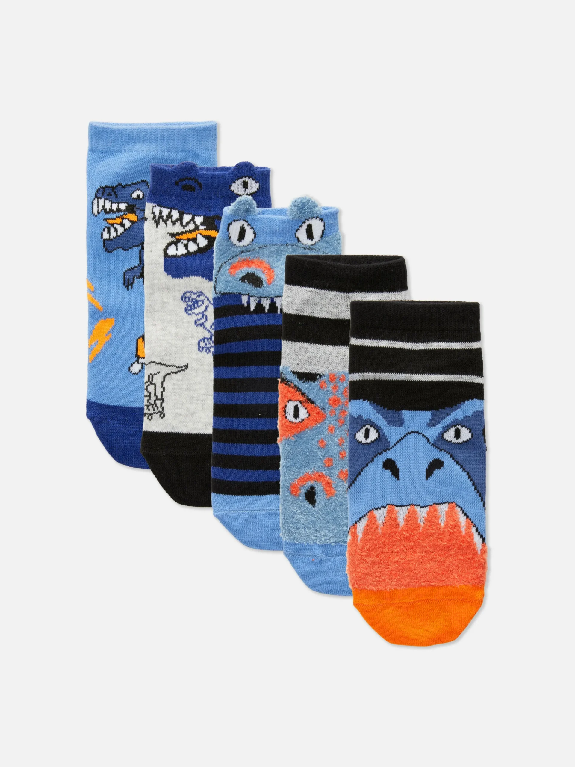 Pack De 5 Pares Calcetines Tobilleros De Dinosaurios