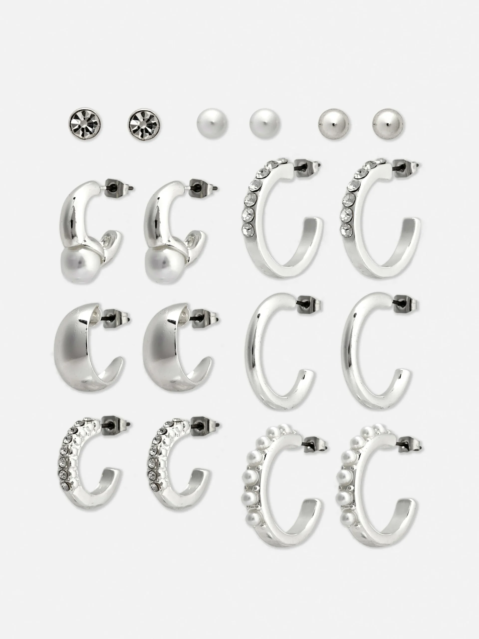 Pack De 9 Pendientes De Aro Y Botón