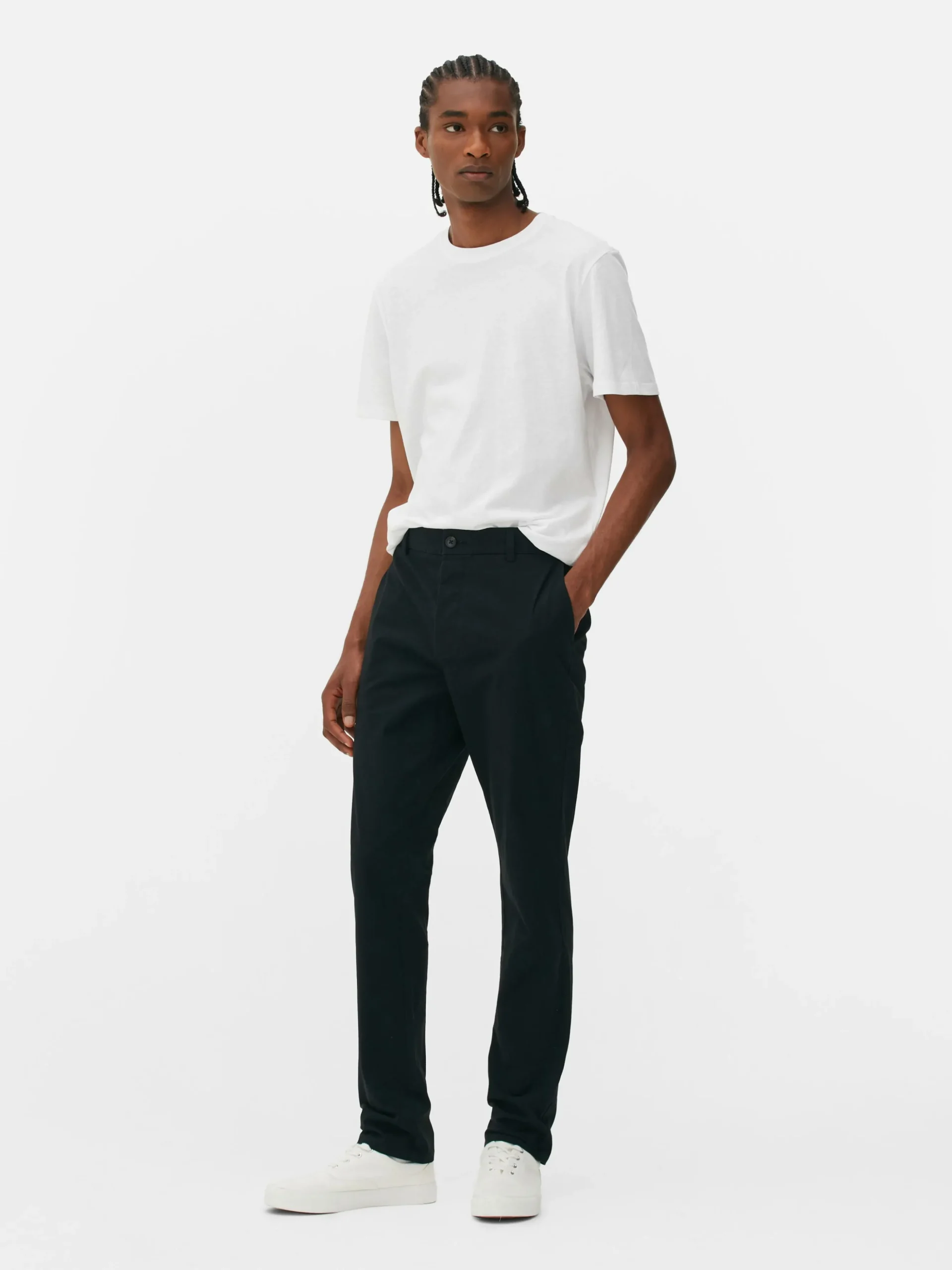 Pantalones Chinos Elásticos De Corte Entallado