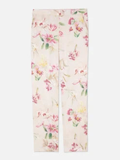 Pantalones De Pijama Rectos En Satén De Flores