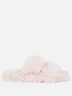Pantuflas De Pelo Sintético Con Doble Tira