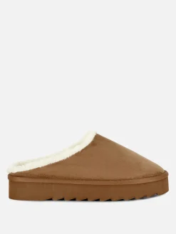 Pantuflas Tipo Chinela Forradas De Pelo Sintético