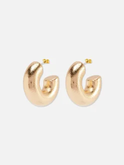 Pendientes De Aro Gruesos Con Textura