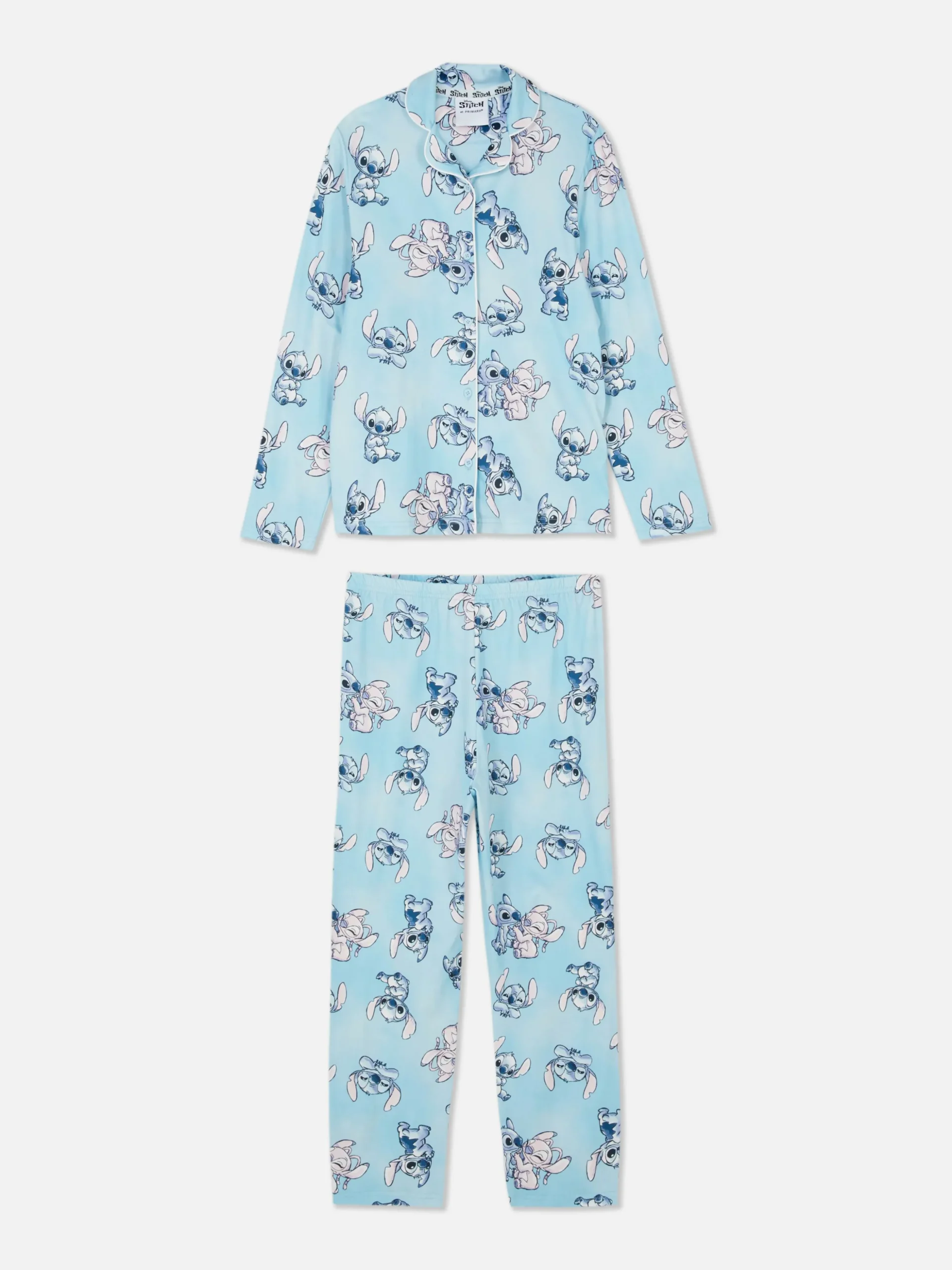 Pijama Con Camisa De Manga Larga De Stitch Y Ángel