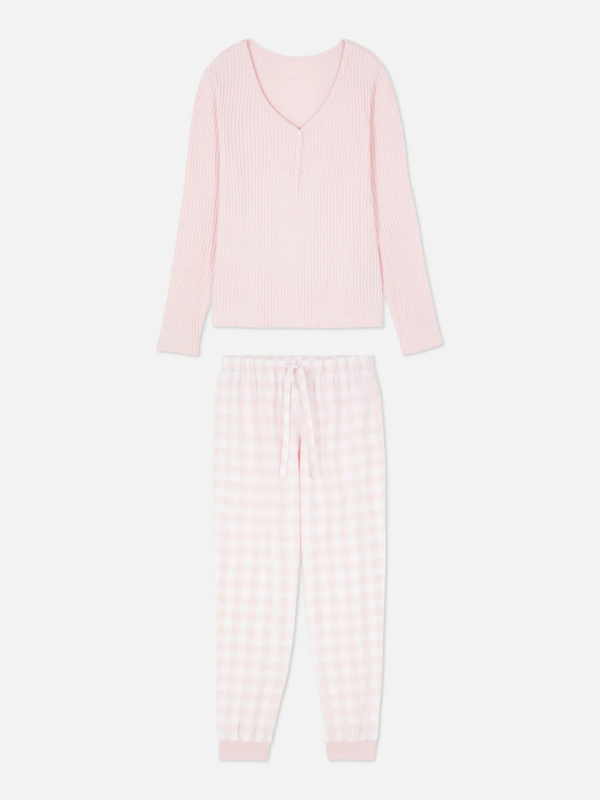 Pijama Con Camiseta De Cuello Henley Y Pantalones