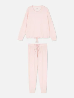 Pijama De Manga Larga Con Lazo Decorativo