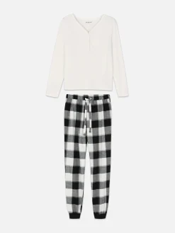 Pijama De Manga Larga Con Pantalones A Cuadros