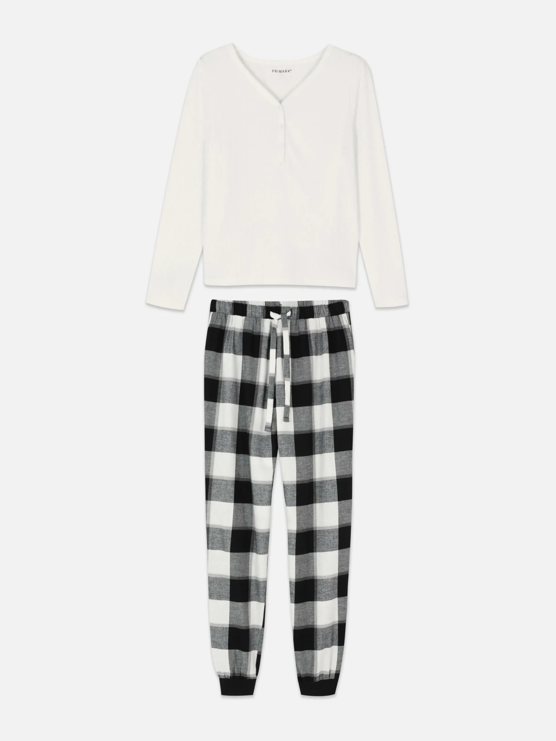 Pijama De Manga Larga Con Pantalones A Cuadros