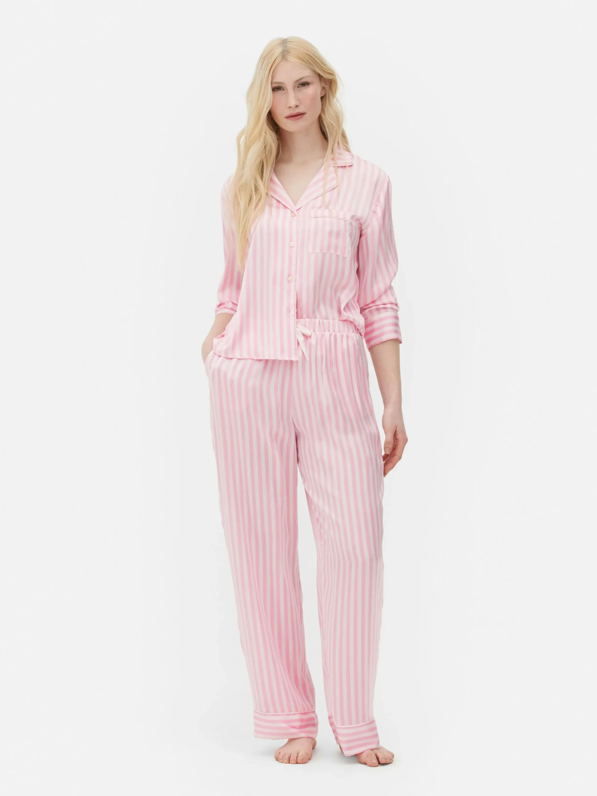 Pijama De Satén De Manga Larga