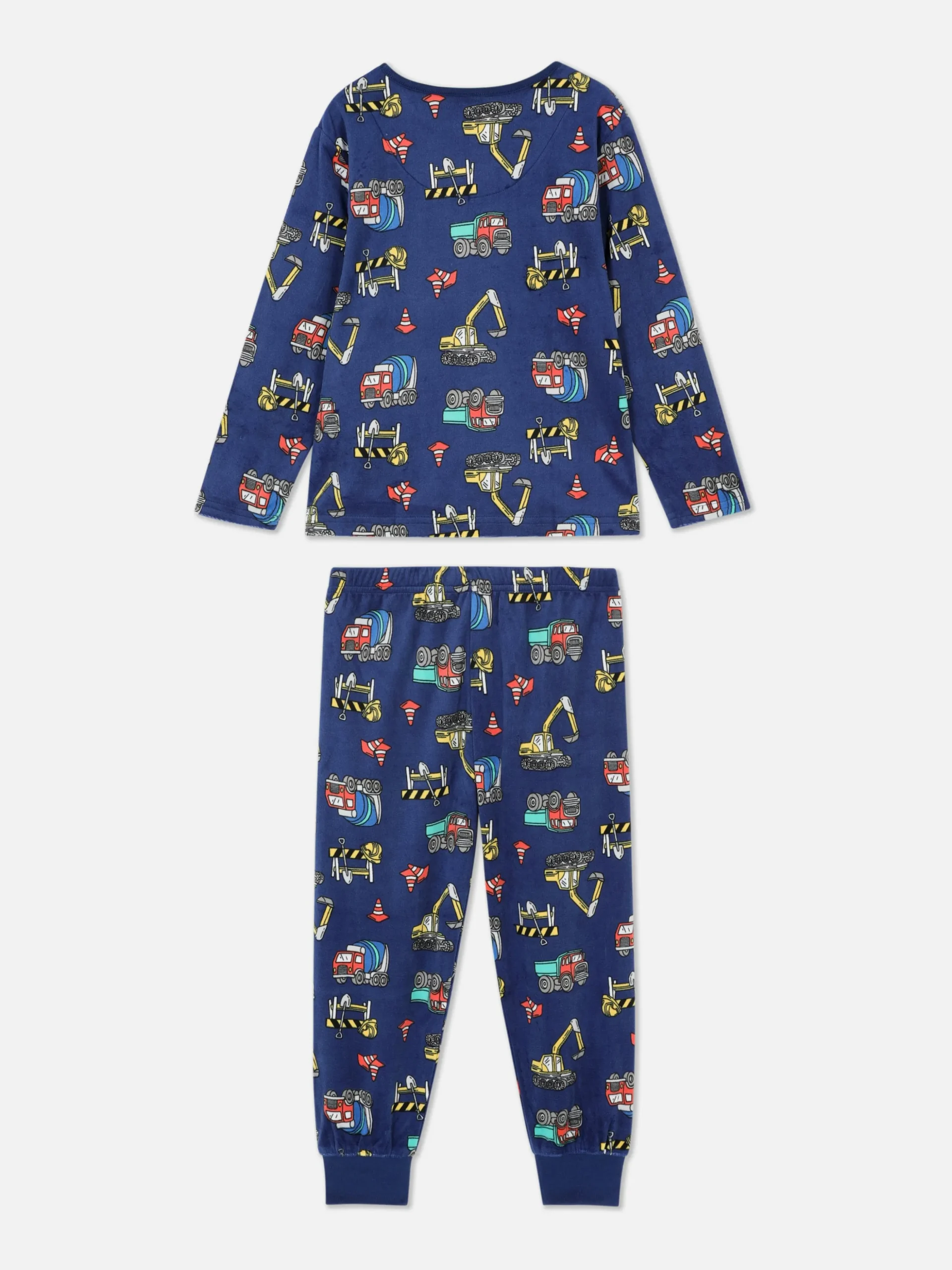 Pijama Largo De Velvetón Con Motivo De Construcción