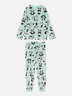 Pijama Largo De Velvetón Con Pandas
