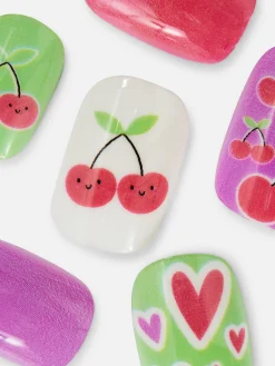 Pintalabios Mate Miniuñas Postizas A Presión Con Cerezas De PS...